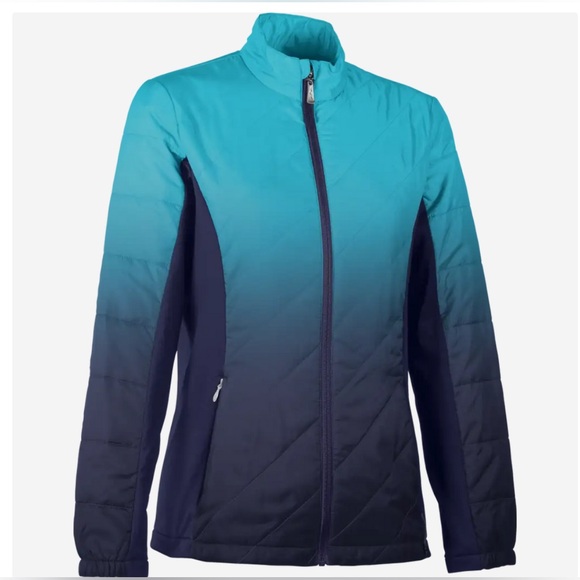 Sun Mountain Gradient Windproof Breathable Golf Jacket Navy Aqua Combo Warm S - Picture 1 of 14